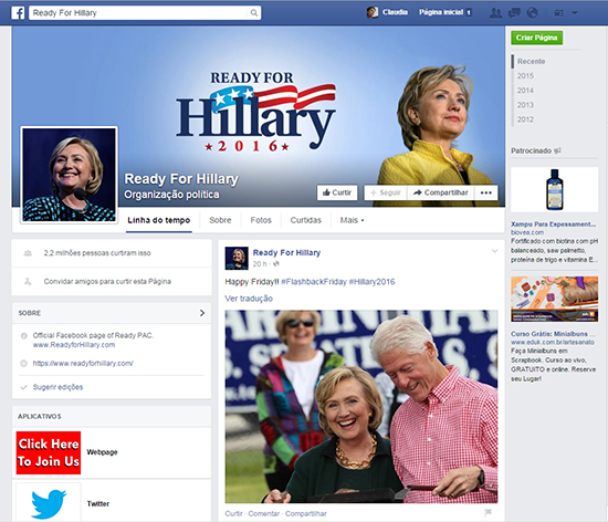Hillary no Facebook
